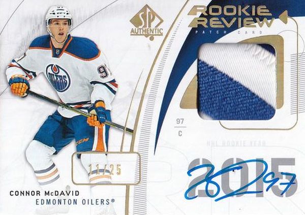 AUTO patch karta CONNOR McDAVID 19-20 SP Authentic Rookie Review Auto Patch /25